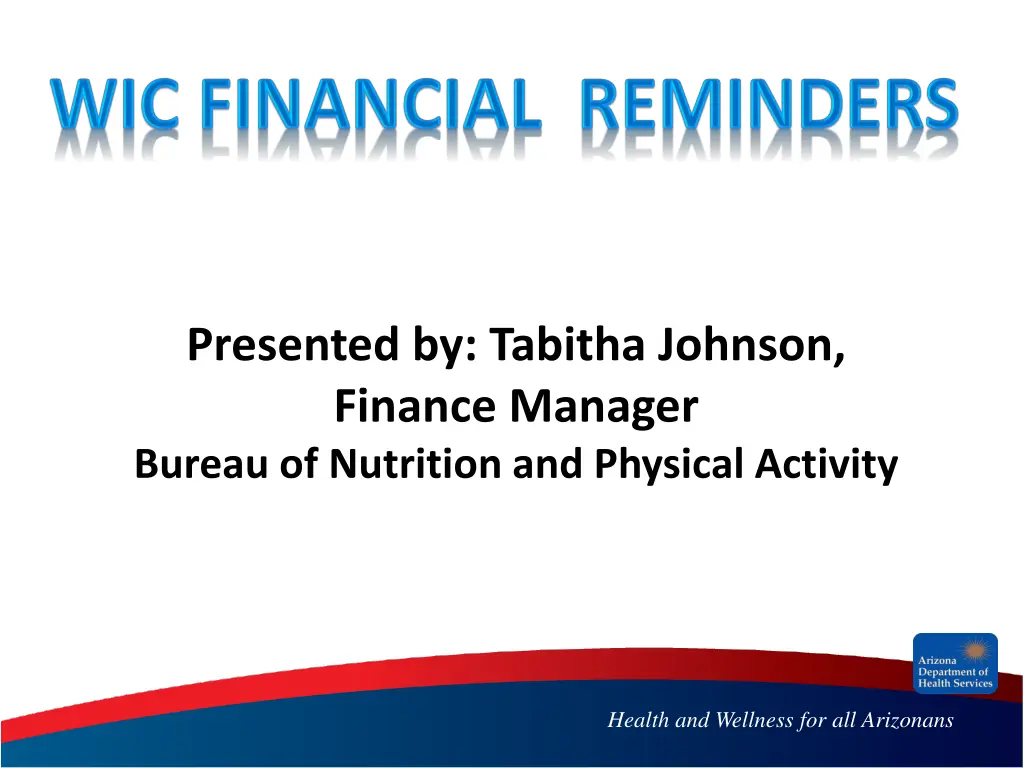 presented by tabitha johnson finance manager