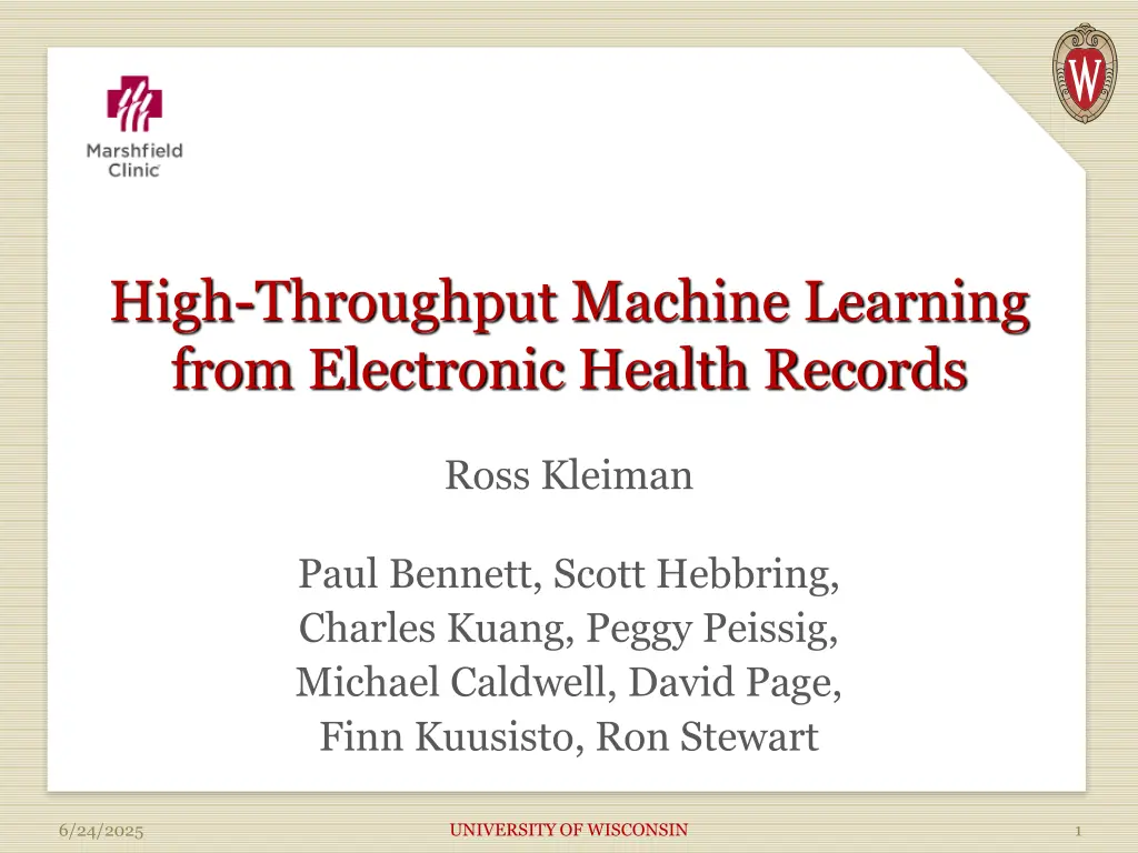 high throughput machine learning from electronic