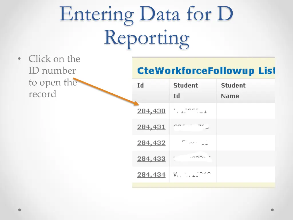 entering data for d reporting click