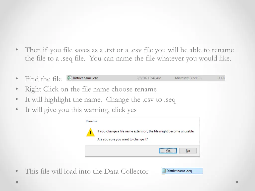 then if you file saves as a txt or a csv file