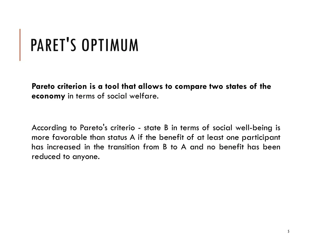 paret s optimum