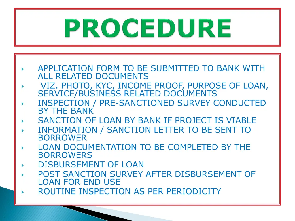 application form to be submitted to bank with