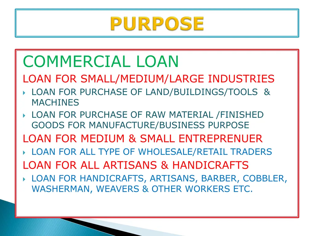 commercial loan loan for small medium large