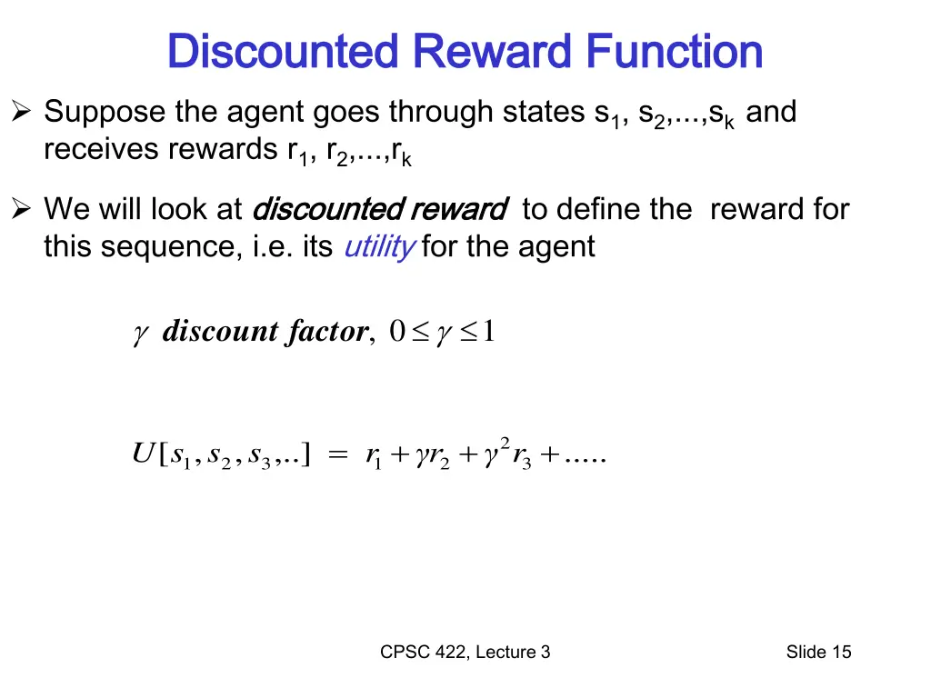 discounted reward function discounted reward