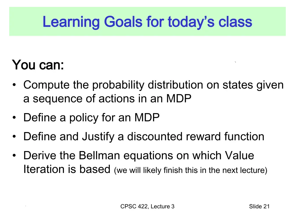 learning goals for today s class learning goals