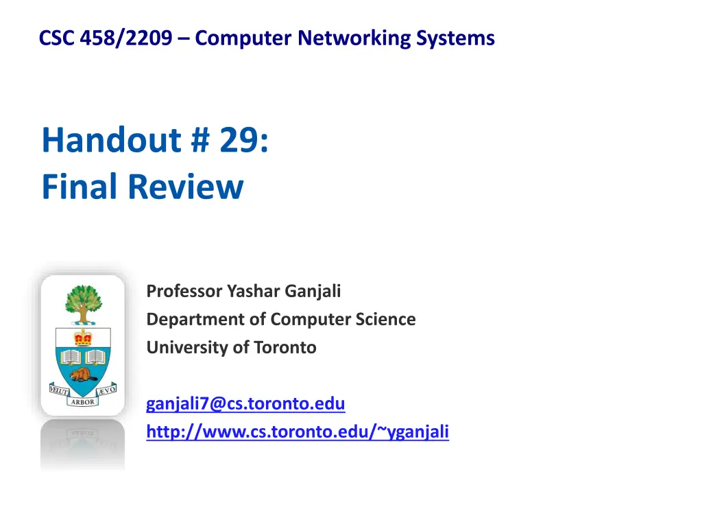 csc 458 2209 computer networking systems