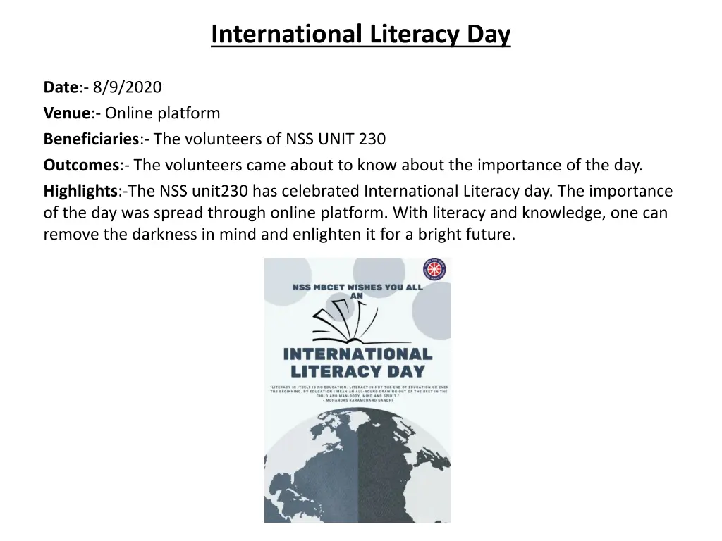 international literacy day