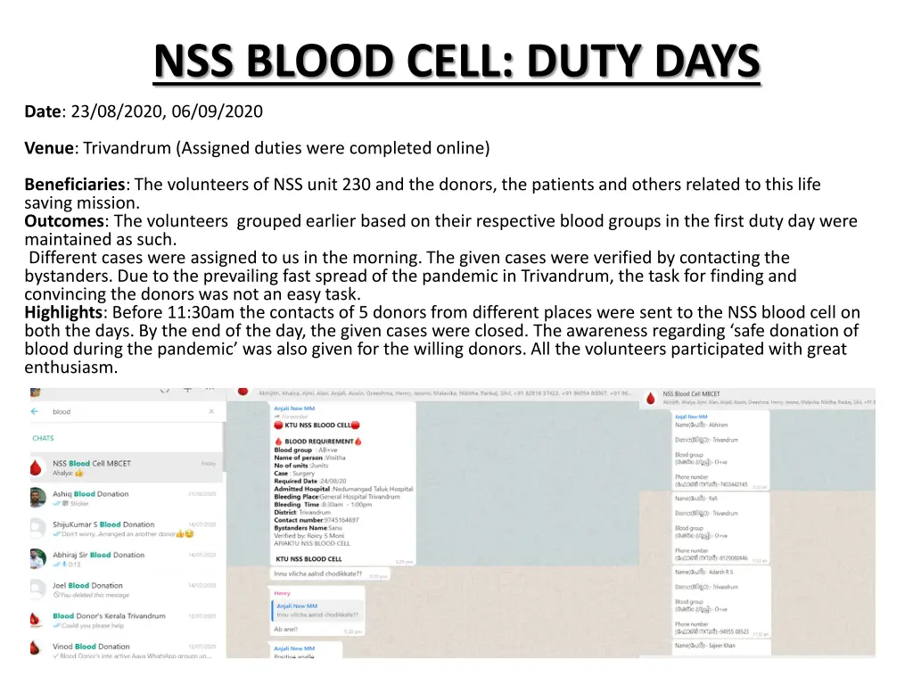 nss blood cell duty days