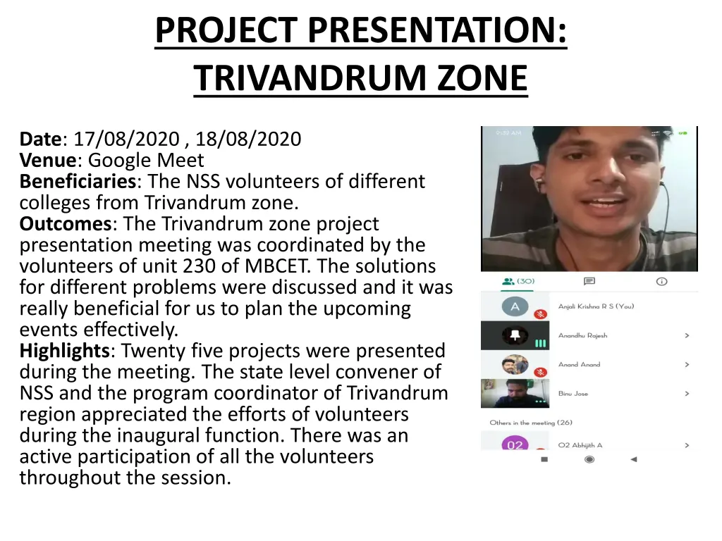 project presentation trivandrum zone