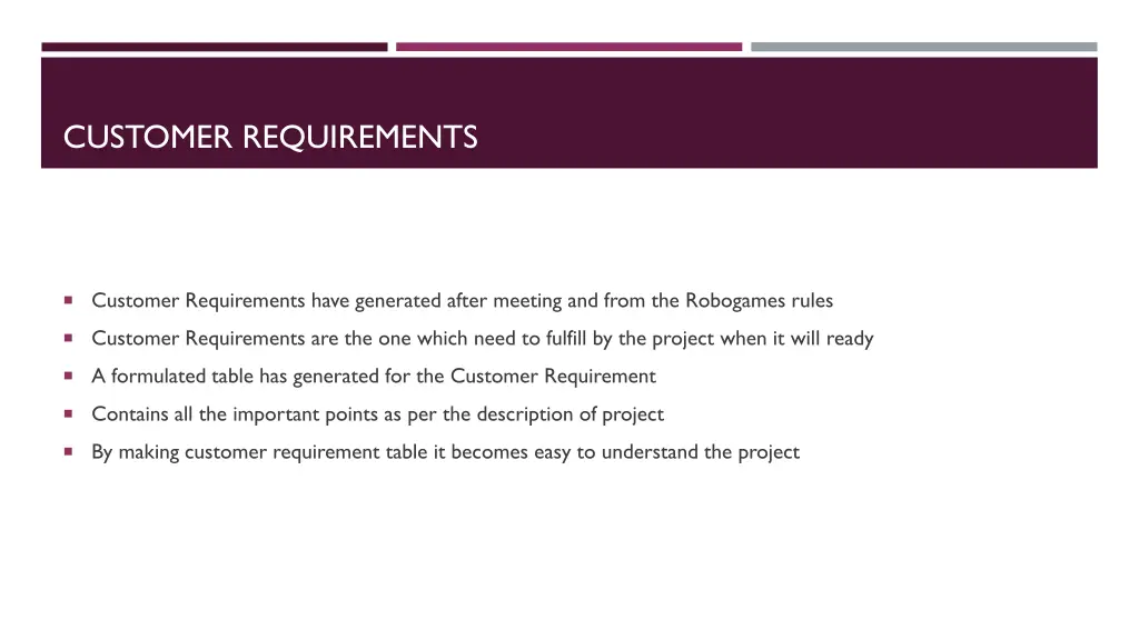 customer requirements