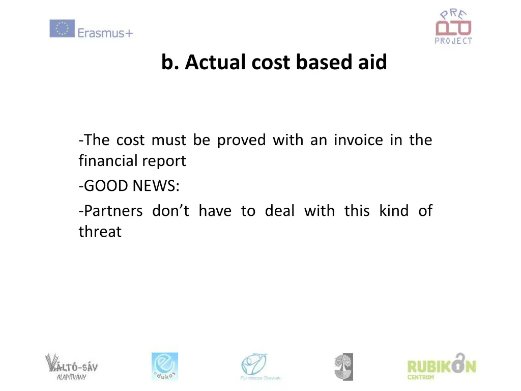 b actual cost based aid