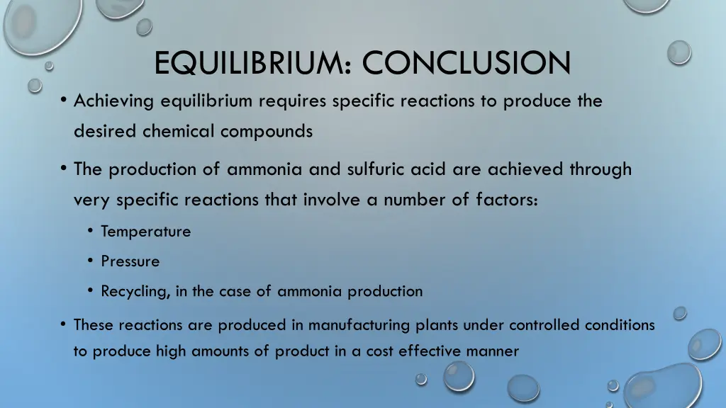 equilibrium conclusion achieving equilibrium