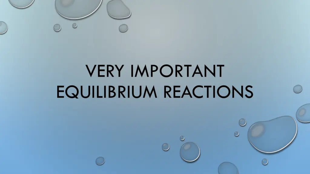 very important equilibrium reactions