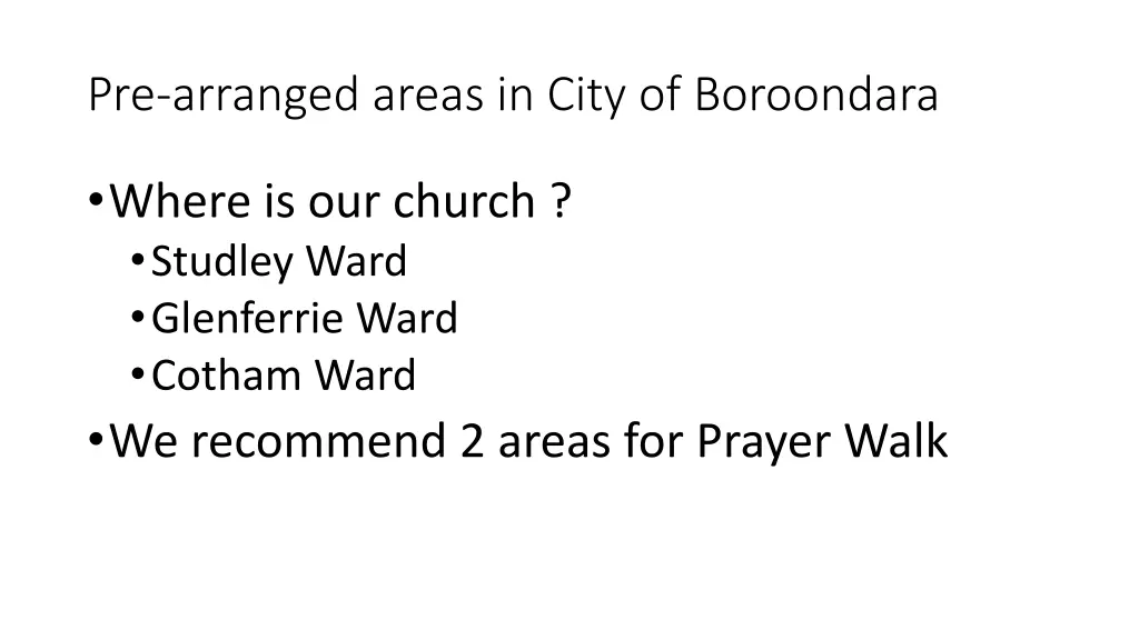 pre arranged areas in city of boroondara
