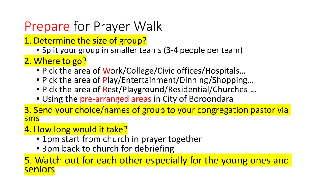 prepare for prayer walk 1 determine the size