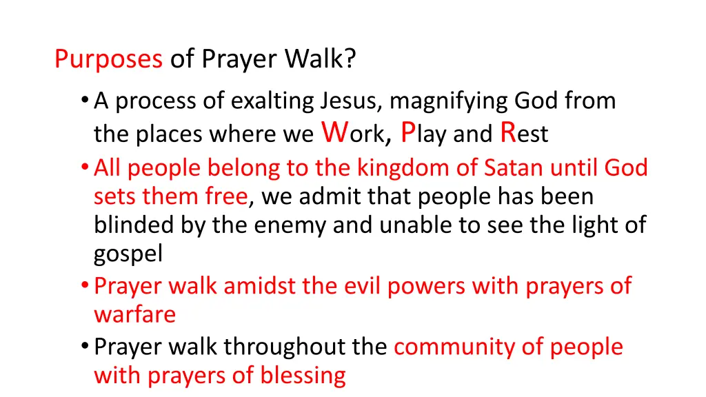 purposes of prayer walk a process of exalting
