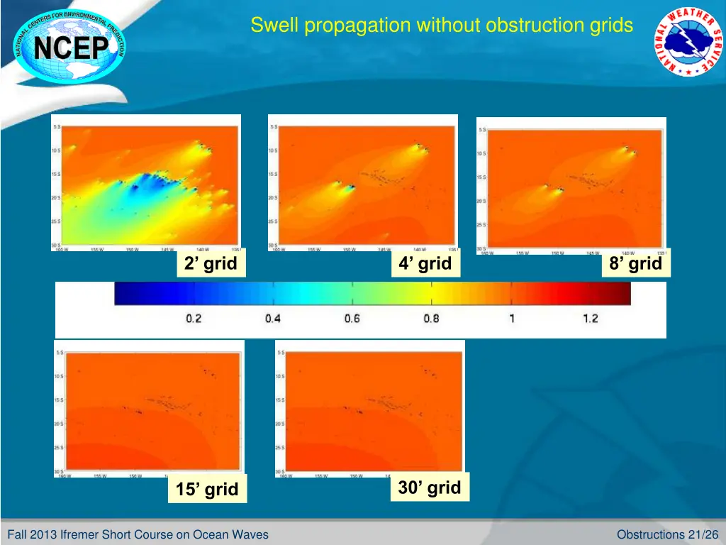 swell propagation without obstruction grids