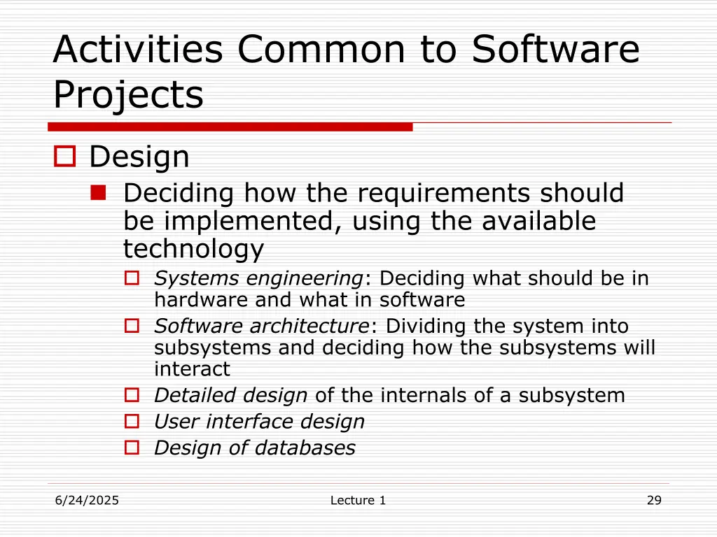 activities common to software projects 1