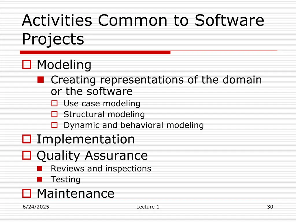 activities common to software projects 2