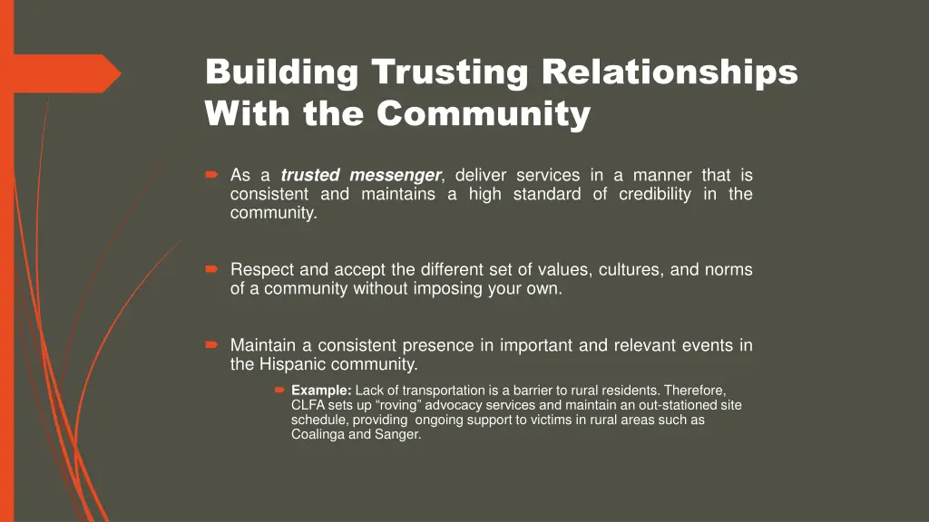 building trusting relationships with the community