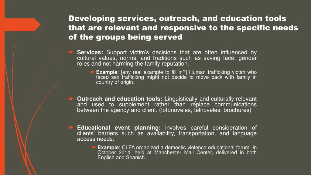 developing services outreach and education tools
