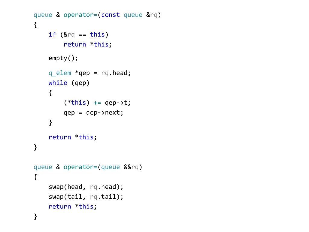 queue operator const queue rq if rq this return
