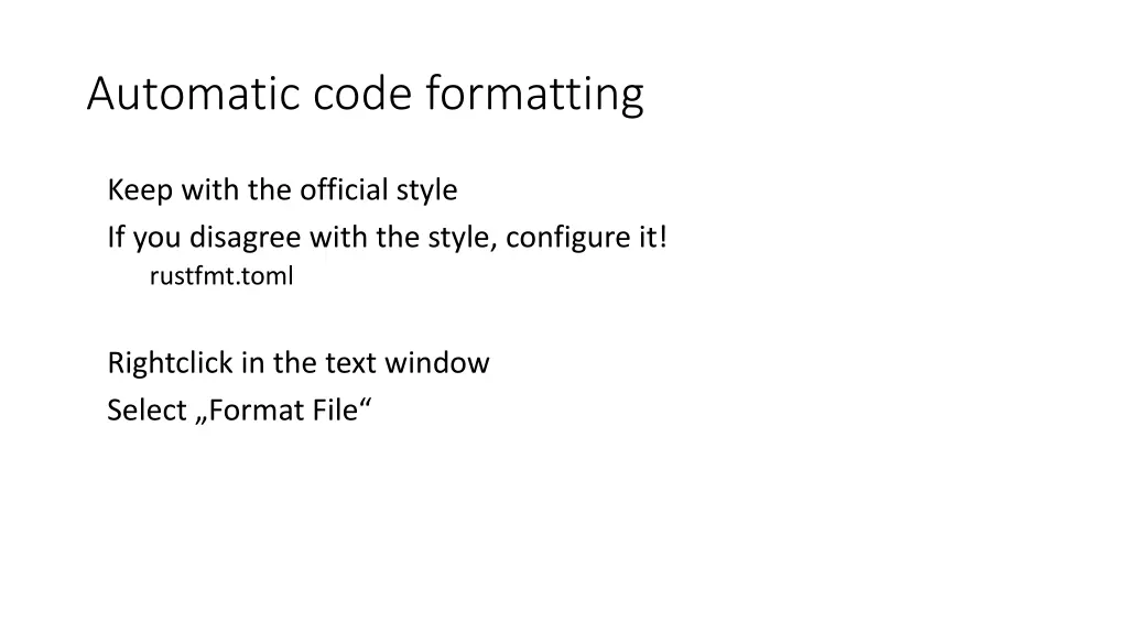 automatic code formatting