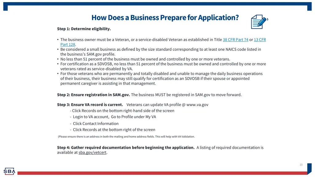 how does a business prepare for application