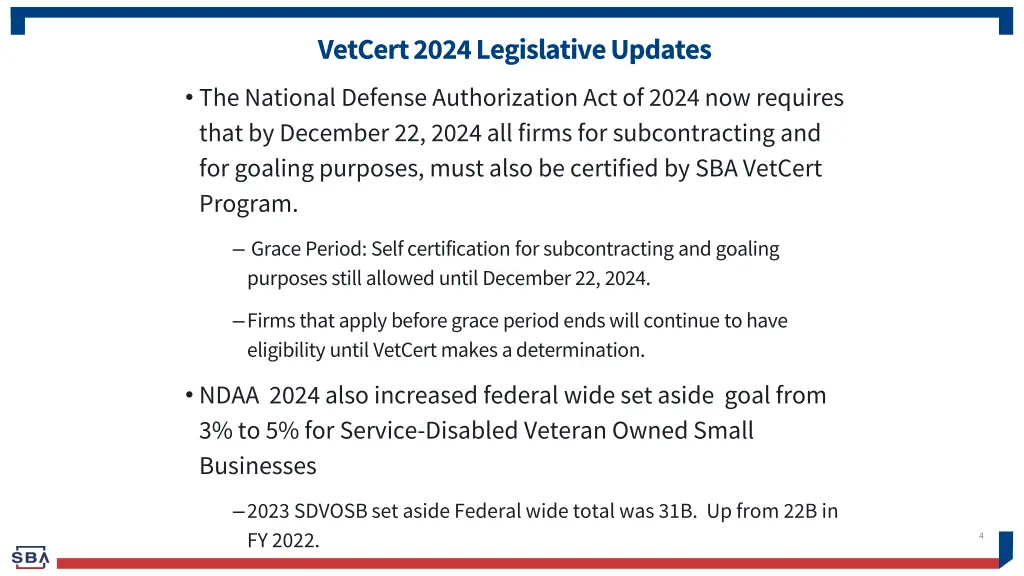 vetcert 2024 legislative updates