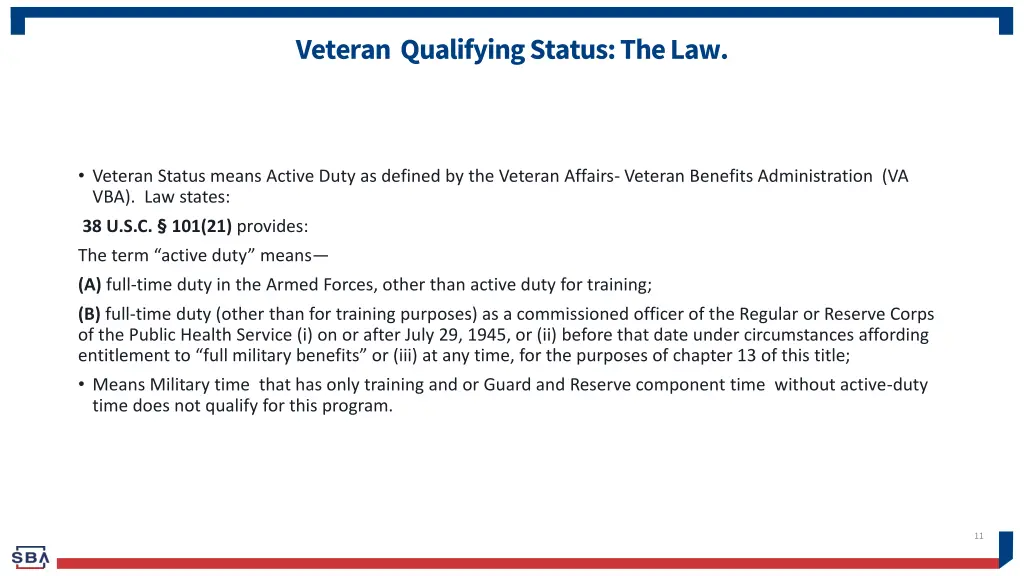 veteran qualifying status the law