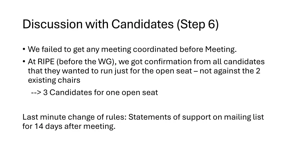 discussion with candidates step 6