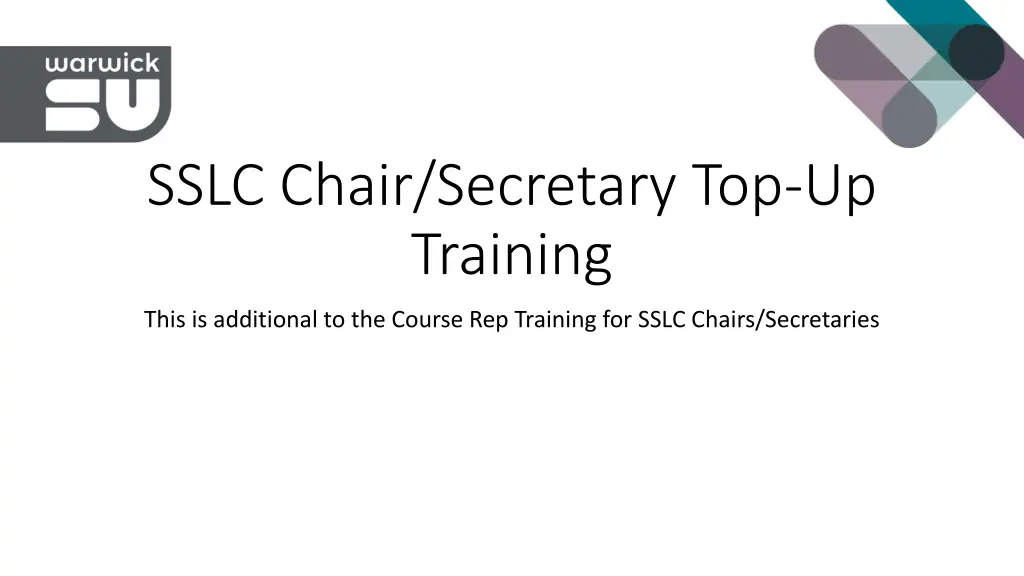 sslc chair secretary top up training