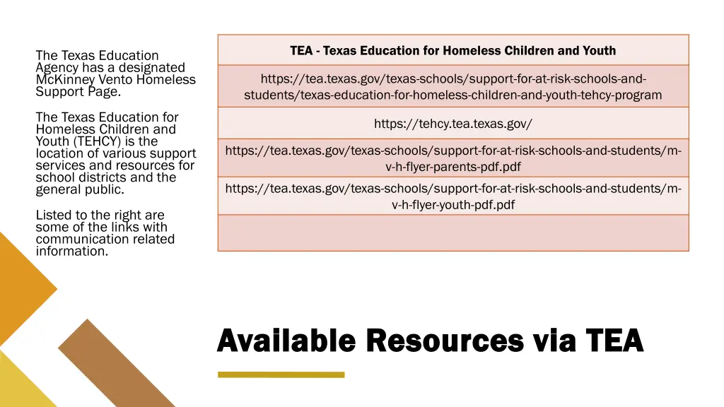 tea texas education for homeless children