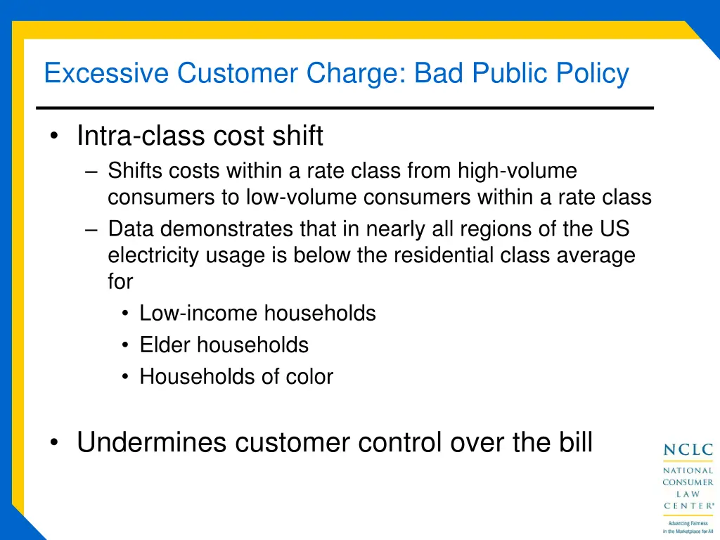 excessive customer charge bad public policy