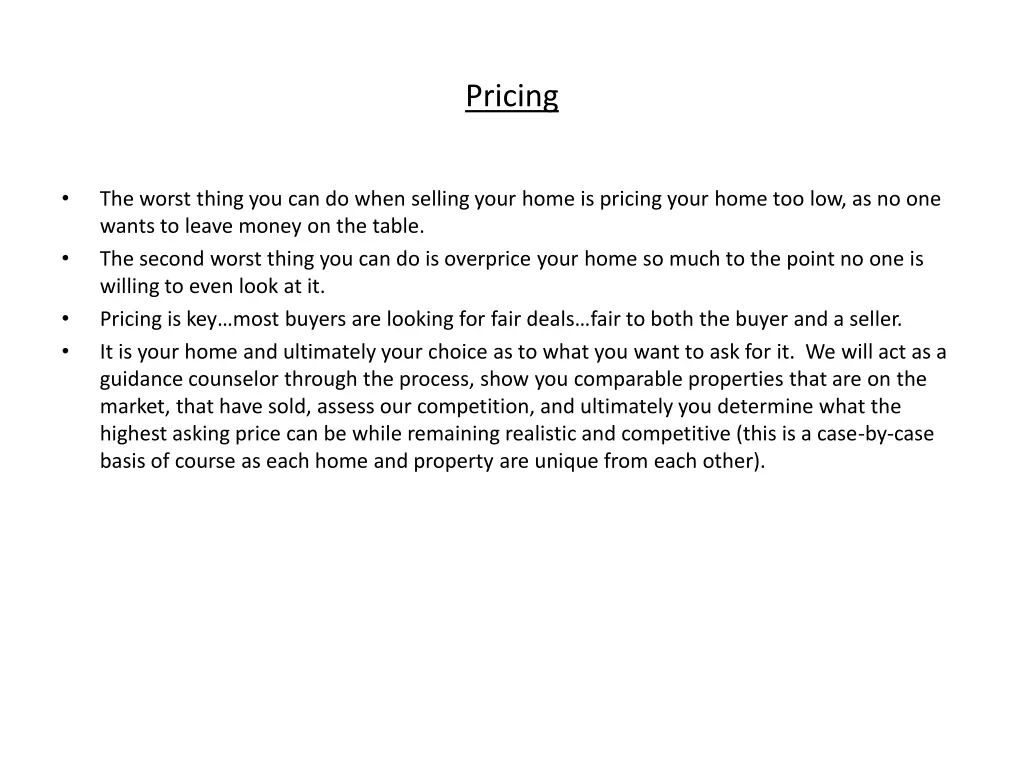 pricing