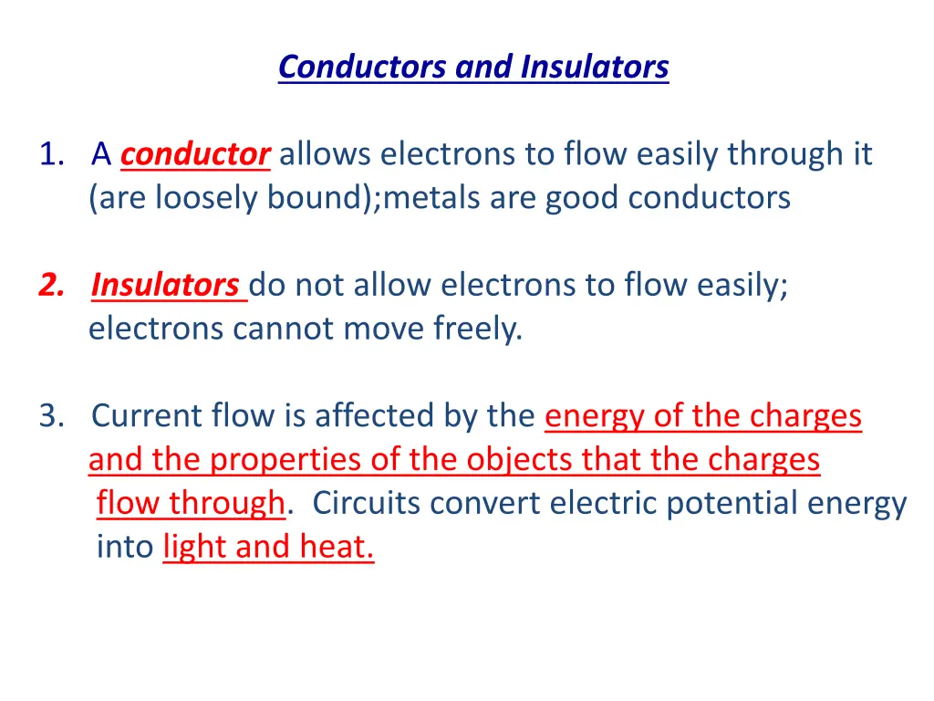 conductors and insulators