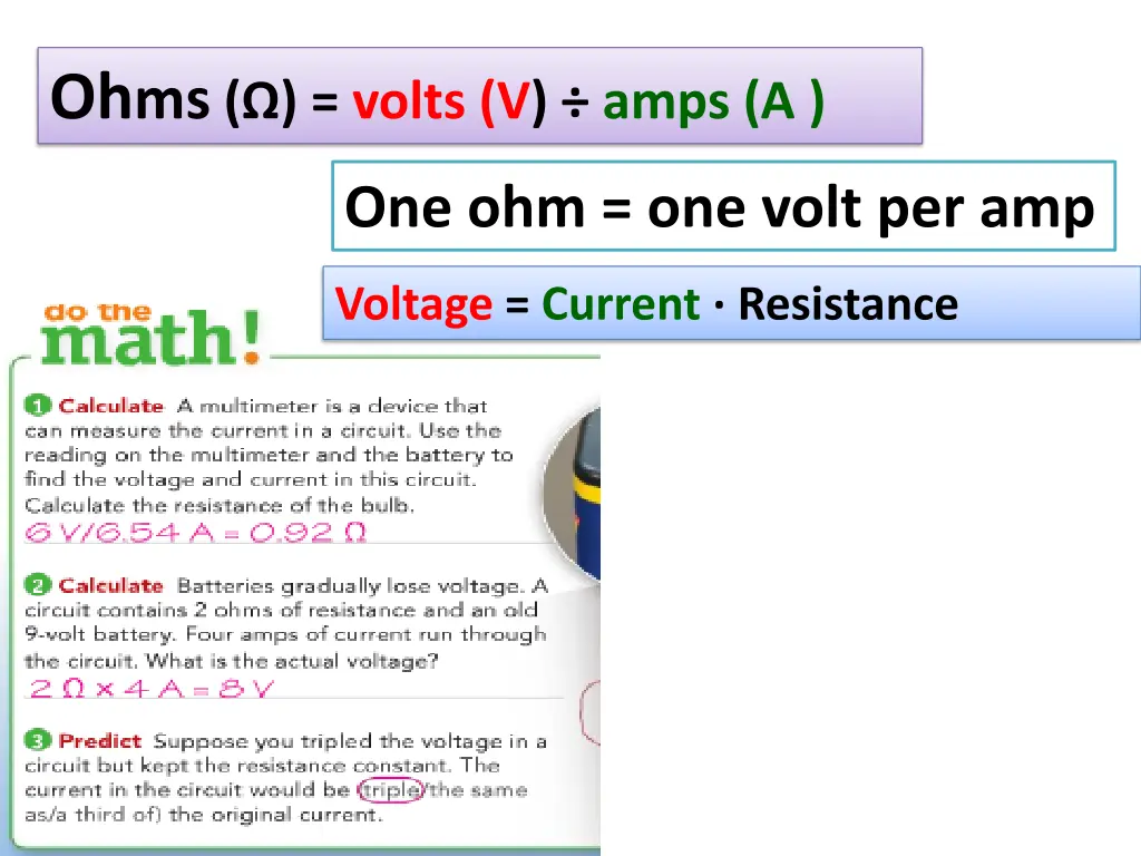 oh ms volts v amps a