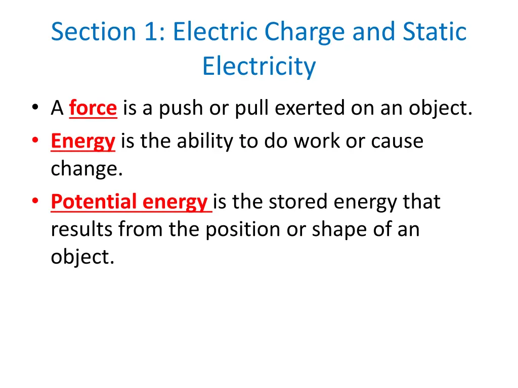 section 1 electric charge and static electricity