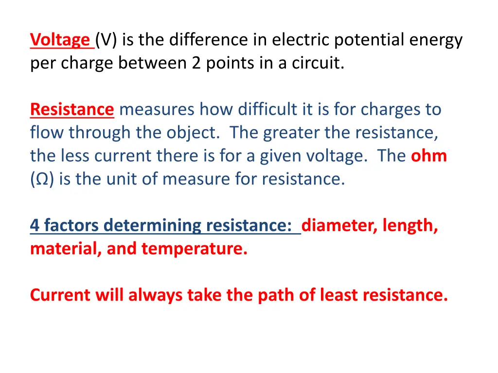 voltage v is the difference in electric potential