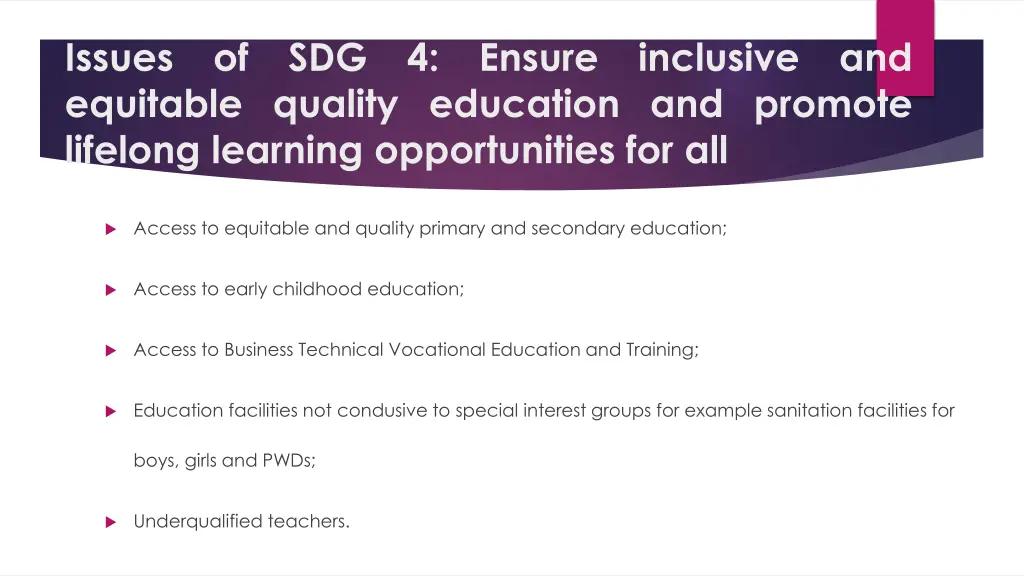 issues equitable quality education and promote
