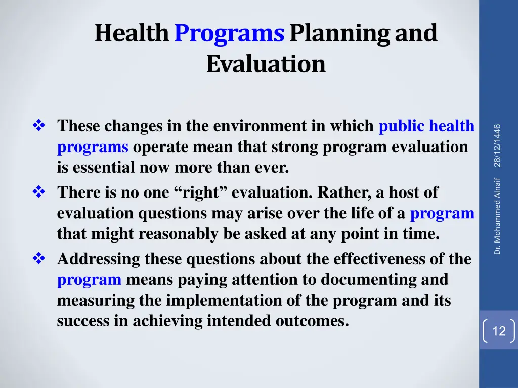 health programs planning and evaluation 10