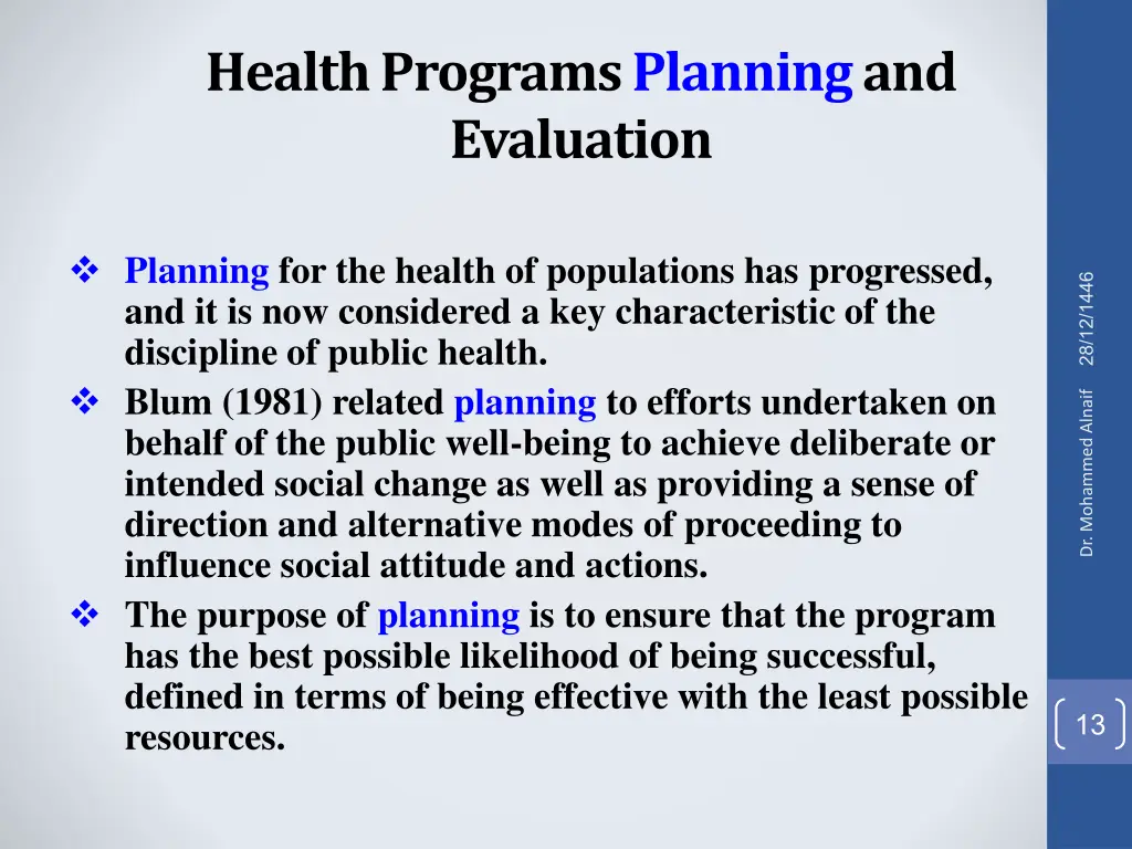 health programs planning and evaluation 11