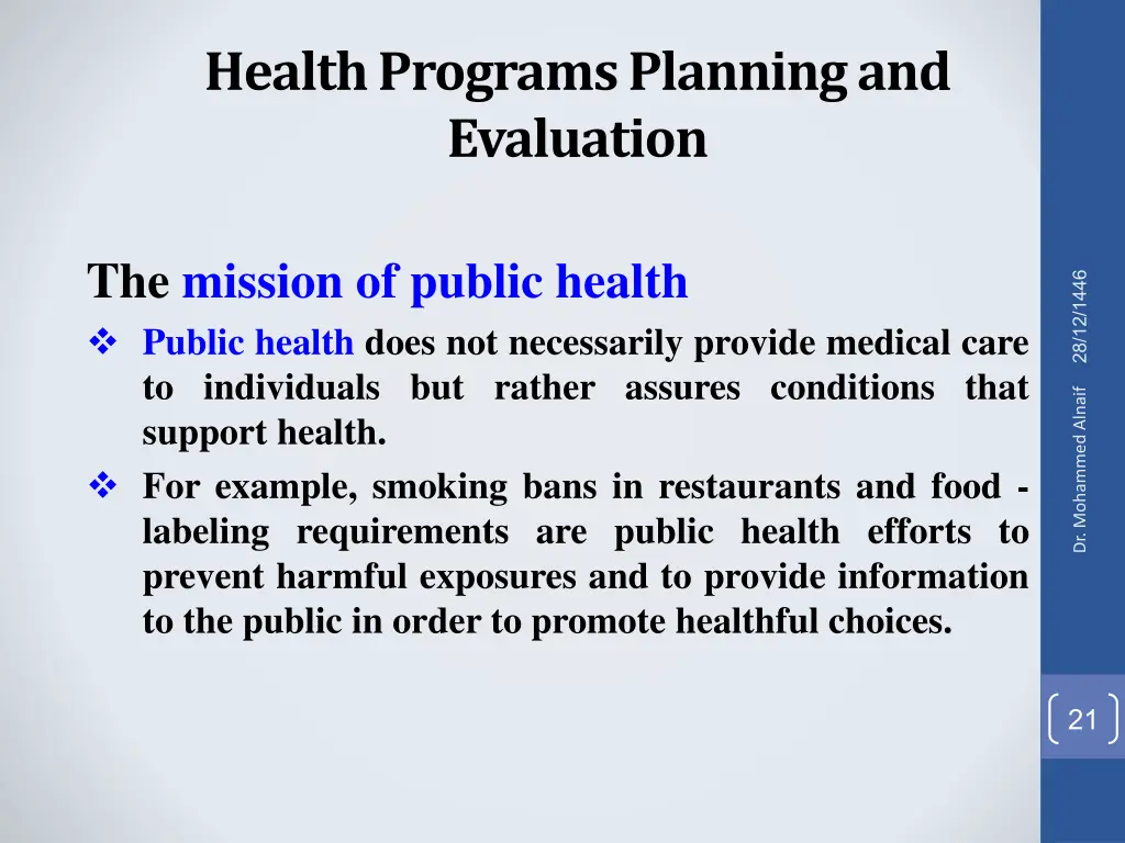 health programs planning and evaluation 19
