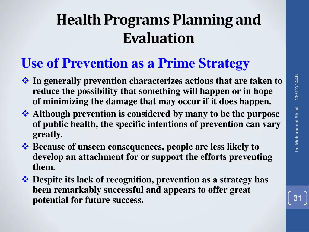 health programs planning and evaluation 26