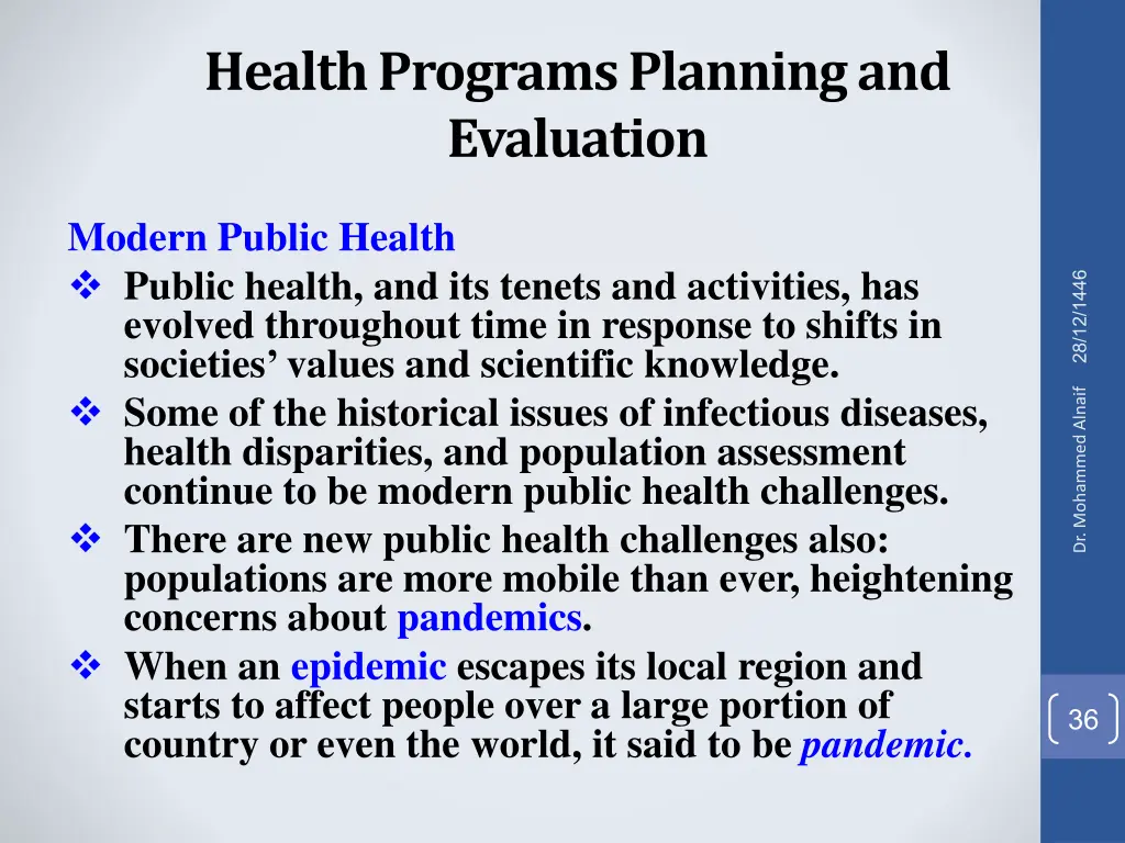 health programs planning and evaluation 27