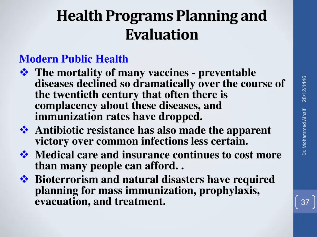 health programs planning and evaluation 28