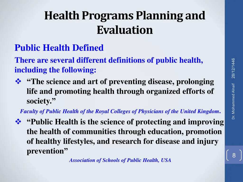 health programs planning and evaluation 6