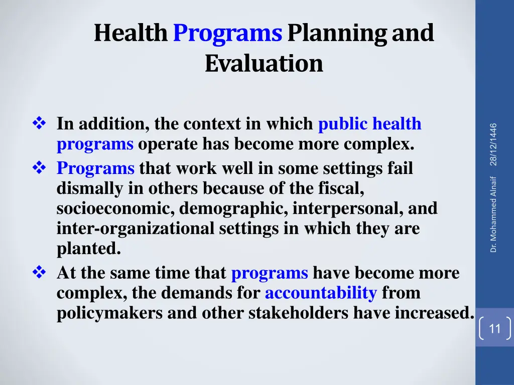 health programs planning and evaluation 9