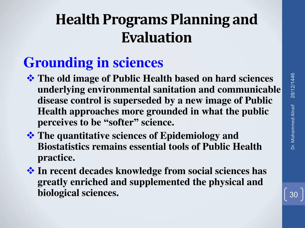 health programs planning and evaluation grounding