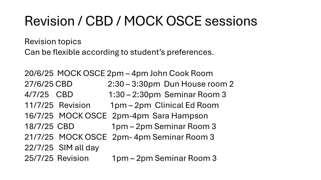 revision cbd mock osce sessions